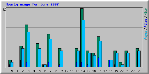 Hourly usage for June 2007